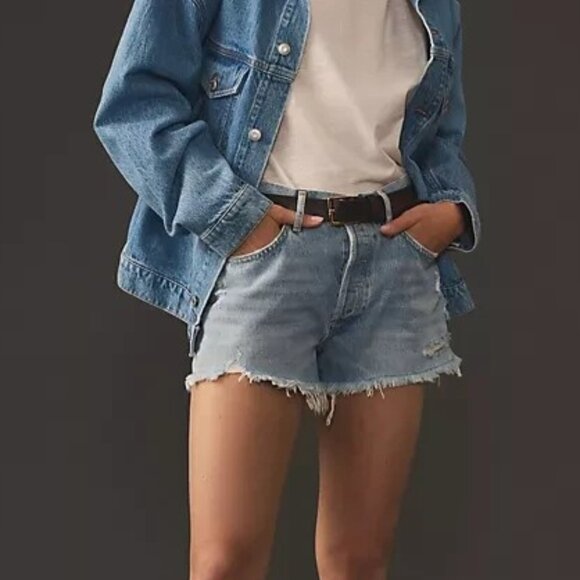 Anthropologie Agolde Denim Parker Jean Shorts Cutoff Fray Swapmeet Size 31 NWT - Picture 2 of 8